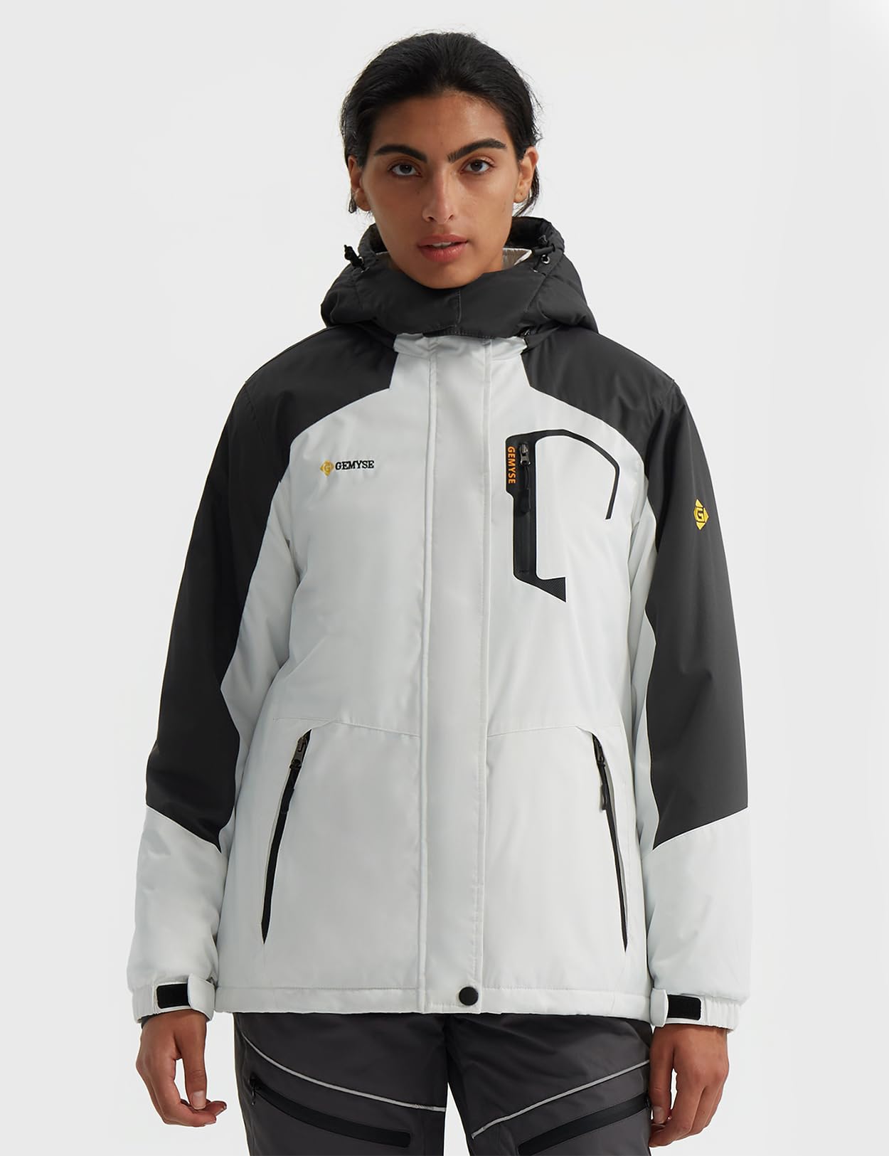 GEMYSE Donna Giacca da Sci impermeabile montagna Giacche Pile invernale antivento Cappotto con Cappuccio