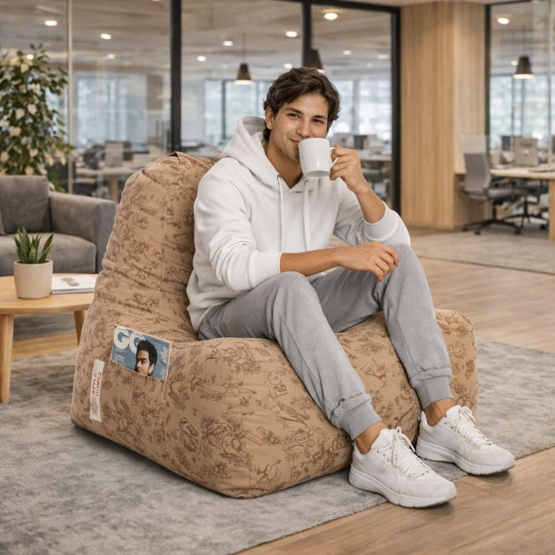 Image of Style Homez Hackey Cotton Canvas Abstract Printed Bean Bag XXL Size Filled with Beans Fillers