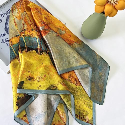 FONYVE 100% Mulberry Silk Scarf for Hair - 27" Square Head Scarf for Women - Lightweight Neck Scarf with Gift Packed3