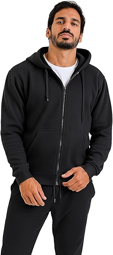 Moletom Unissex com Zíper, Capuz Flanelado, Algodão