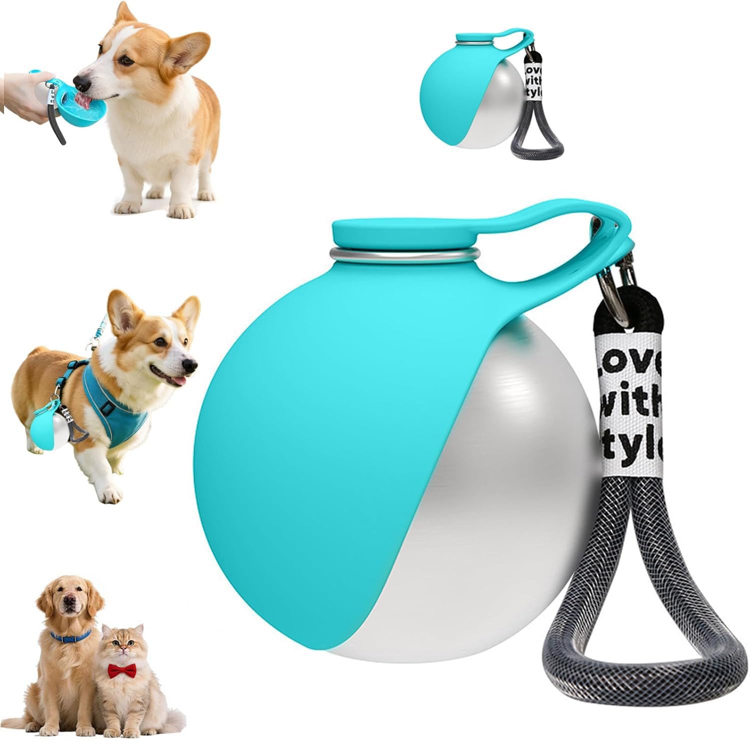borraccia portatile per animali domestici 285ml acciaio inox anti perdite adatta per cani gatti e uscite all aperto