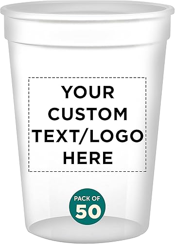Miniatura 80 de Vasos de plástico desechables personalizados de 12 onzas. Juego de 10, paquete personalizado a granel, perfecto para verano, eventos deportivos