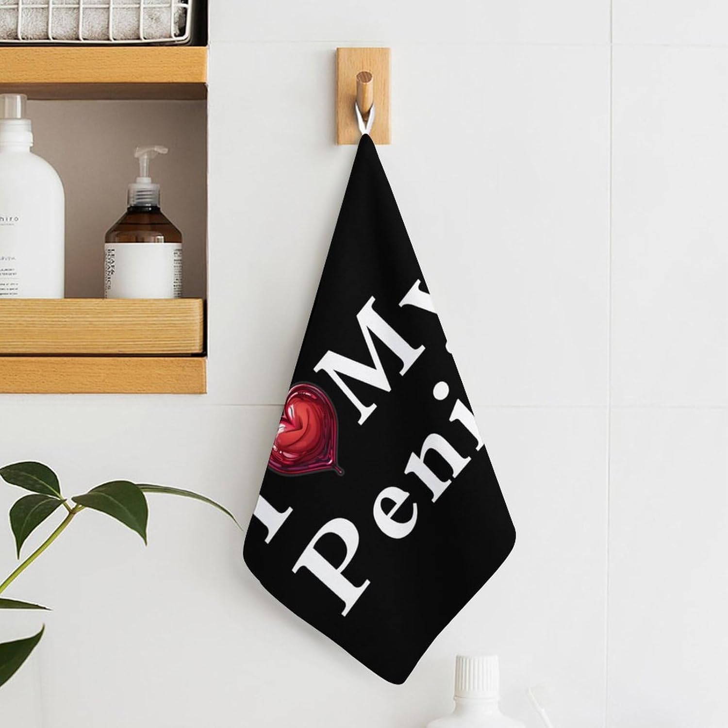I Love My Penis Hand Towels for Bathroom Kitchen Towels Small Towel Handkerchiefs with Hanging Loop 4PCS