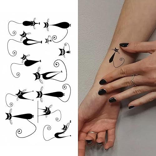 Miniatura 6 de Small Cute tatuaje temporal Gatos Love Totem (2 hojas)