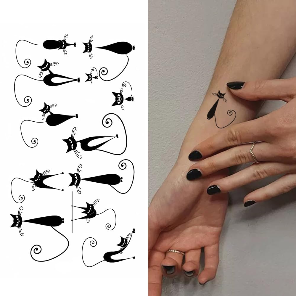 Oottati 2 Sheets Tiny Small Temporary Tattoos For Women Men Finger Hands Neck Wrist Face, Cute Long Lasting Cartoon Fake Tattoo Stickers For Kids Boys