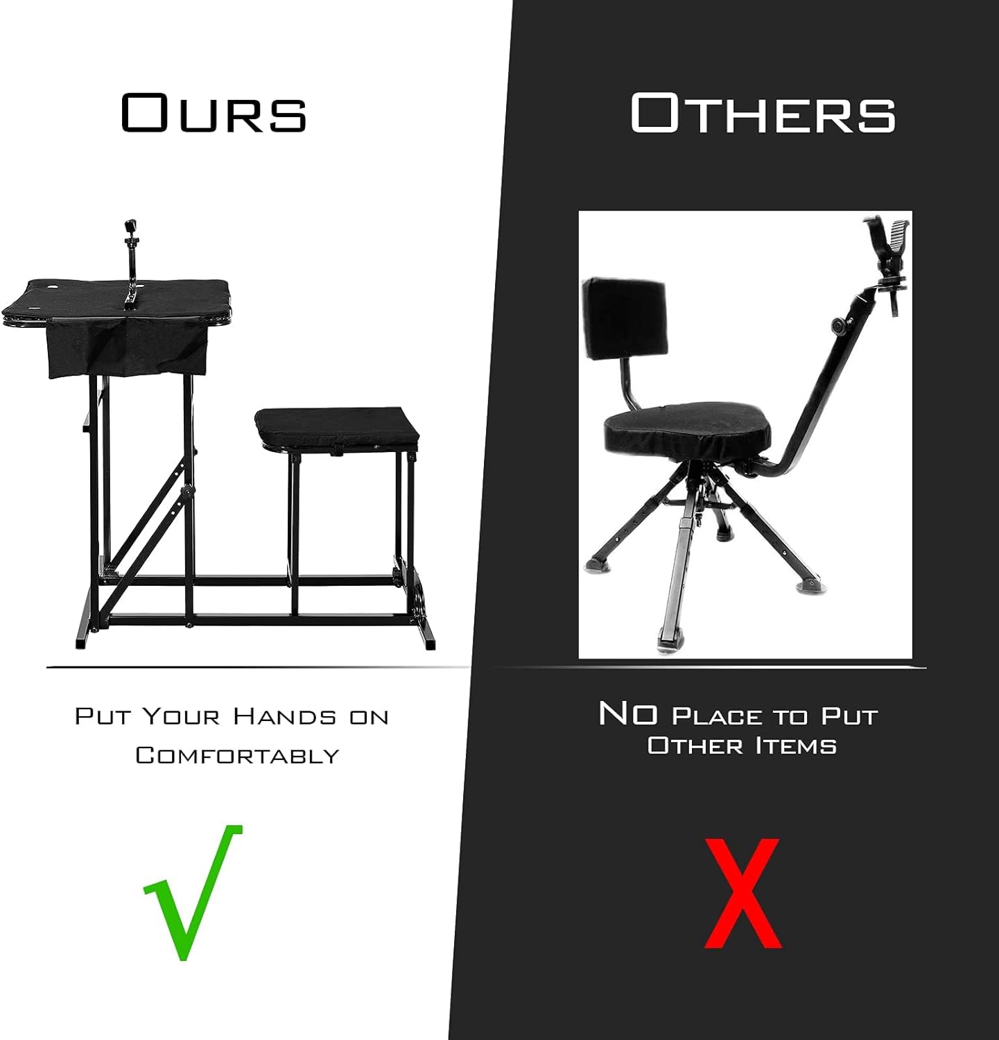 IRONMAX Foldable Shooting Bench, Height Adjustable Shooting Table with Padded Seat, Gun Rest & Gear Pockets, Portable Shooting Bench for Rifles, Outdoor Range and Hunting