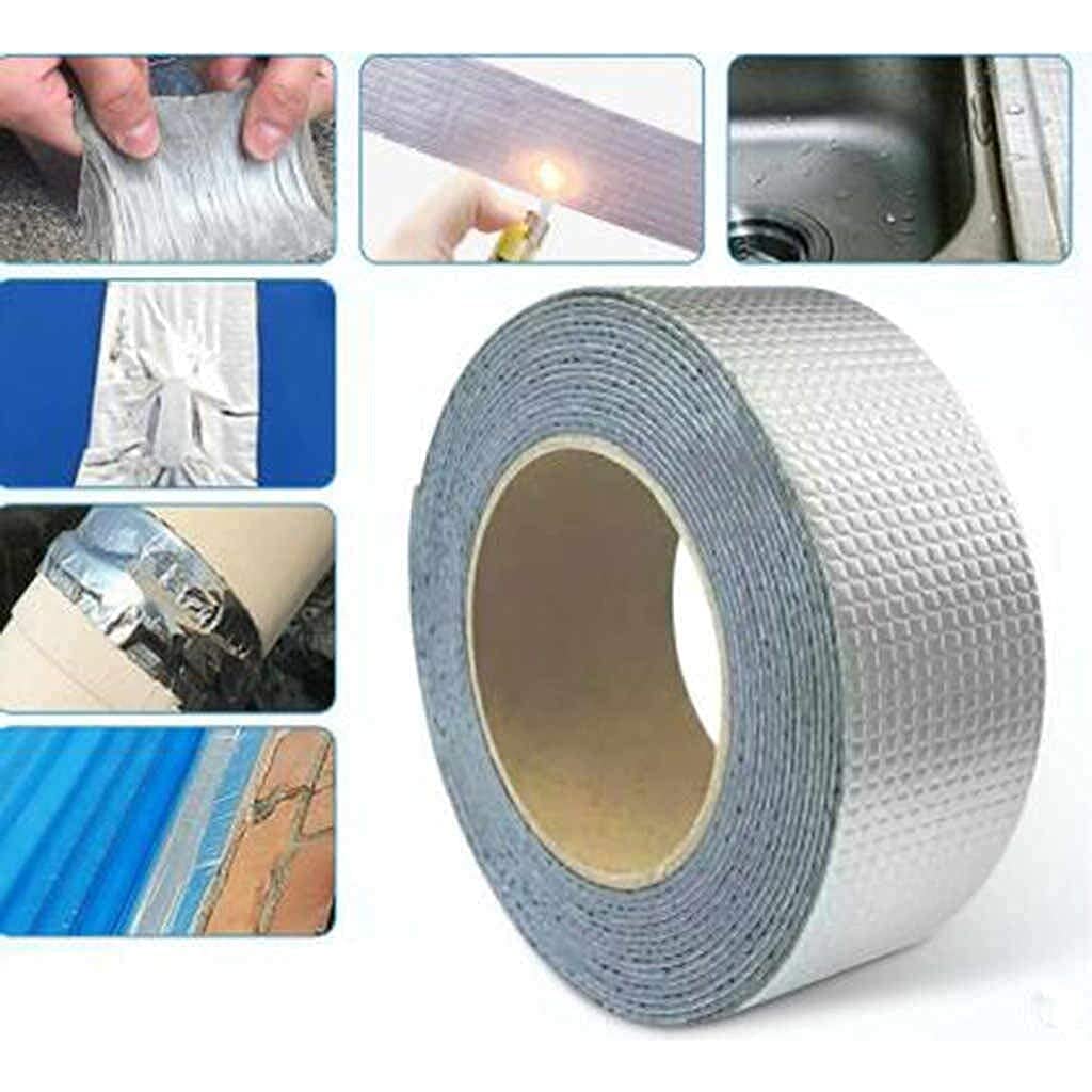 Aluminium Foil Tape Waterproof Adhesive Rubber Tape For Leakage Repairing, Waterproofing Water Tank, Roof, Pipe, Window Seal Leak, surface Crack (3mx5cm) (5 Meter)