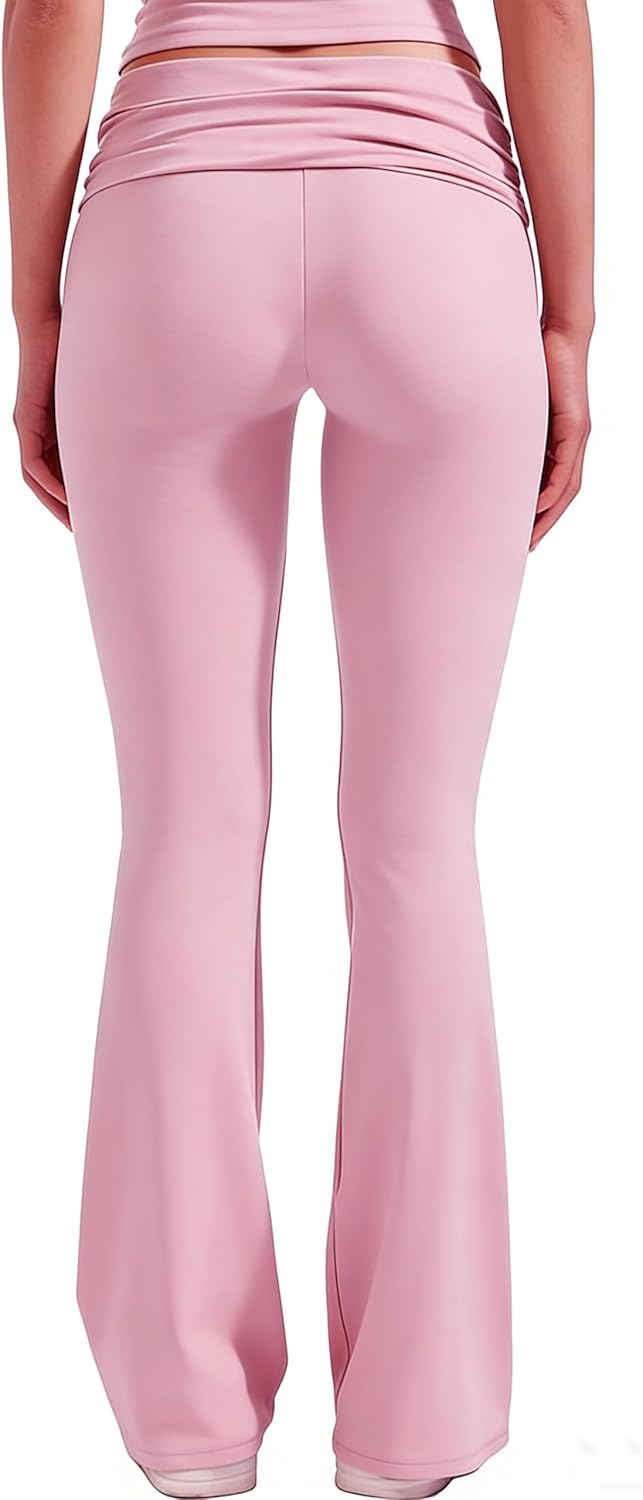 High Waisted Ruched Yoga Flare Pants for Women Soft Stretch Casual Lounge Trousers with Flared Legs - Image 2