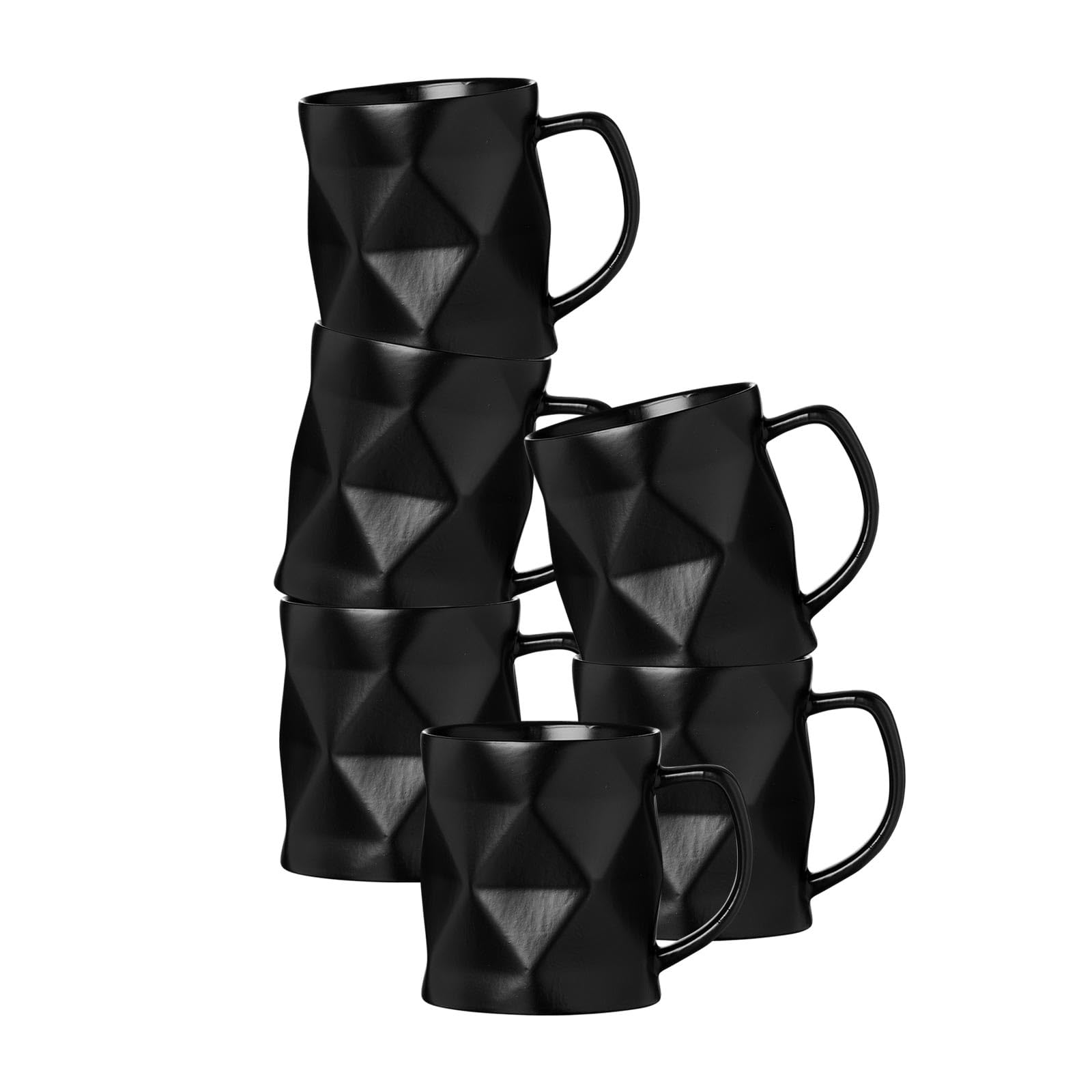 Ritzenhoff & Breker Tekia Becher 400 ml, Skulpturale Trinkbecher mit Henkel im 6er Set, Spülmaschinenfest, Porzellan, Schwarz