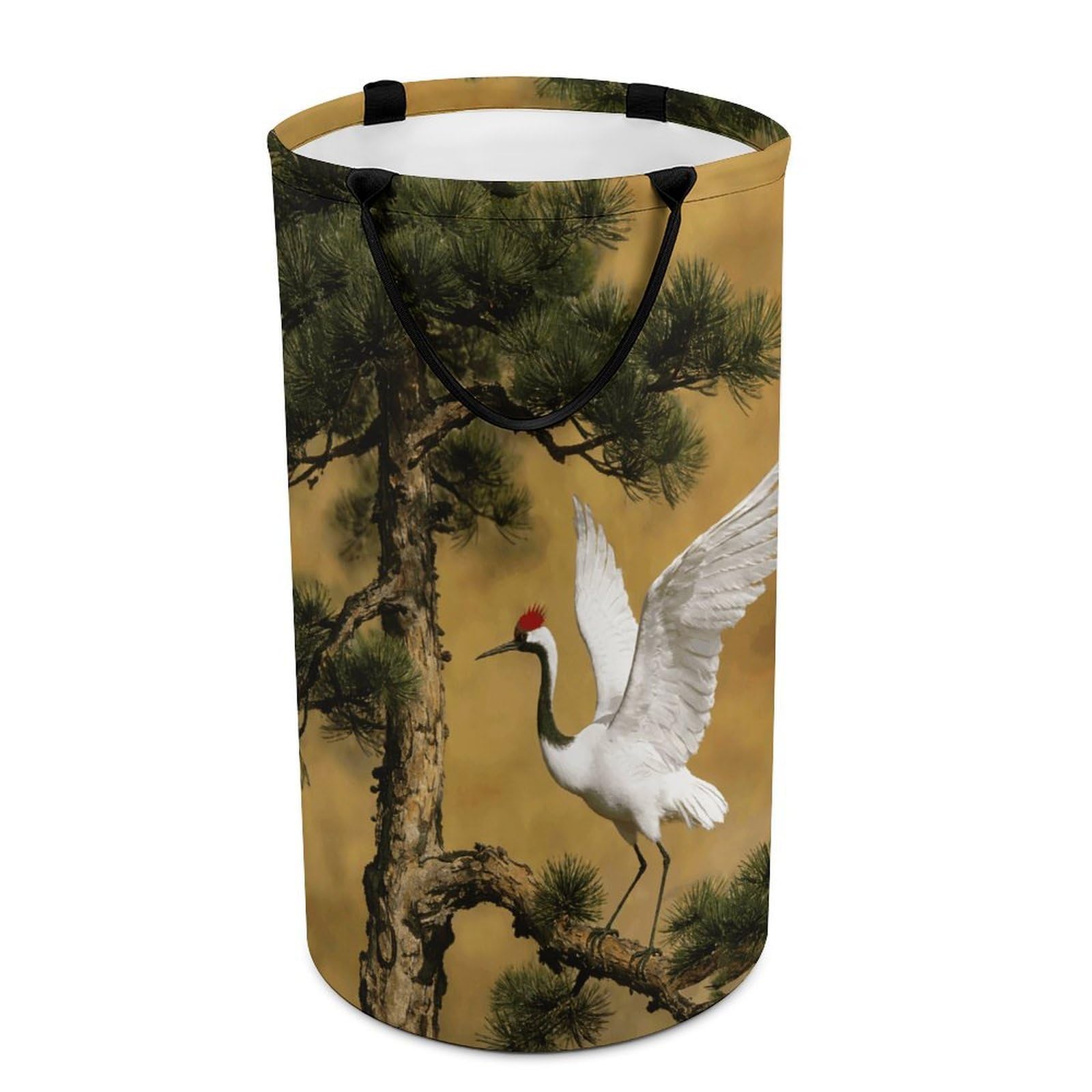 Fodpand Style Longevity Is Like A Pine Crane Laundry Basket With Handle Foldable Laundry Hamper Narrow Laundry Bag For Bedroom, Bathroom, Laundry Room 15.7X27.2 In