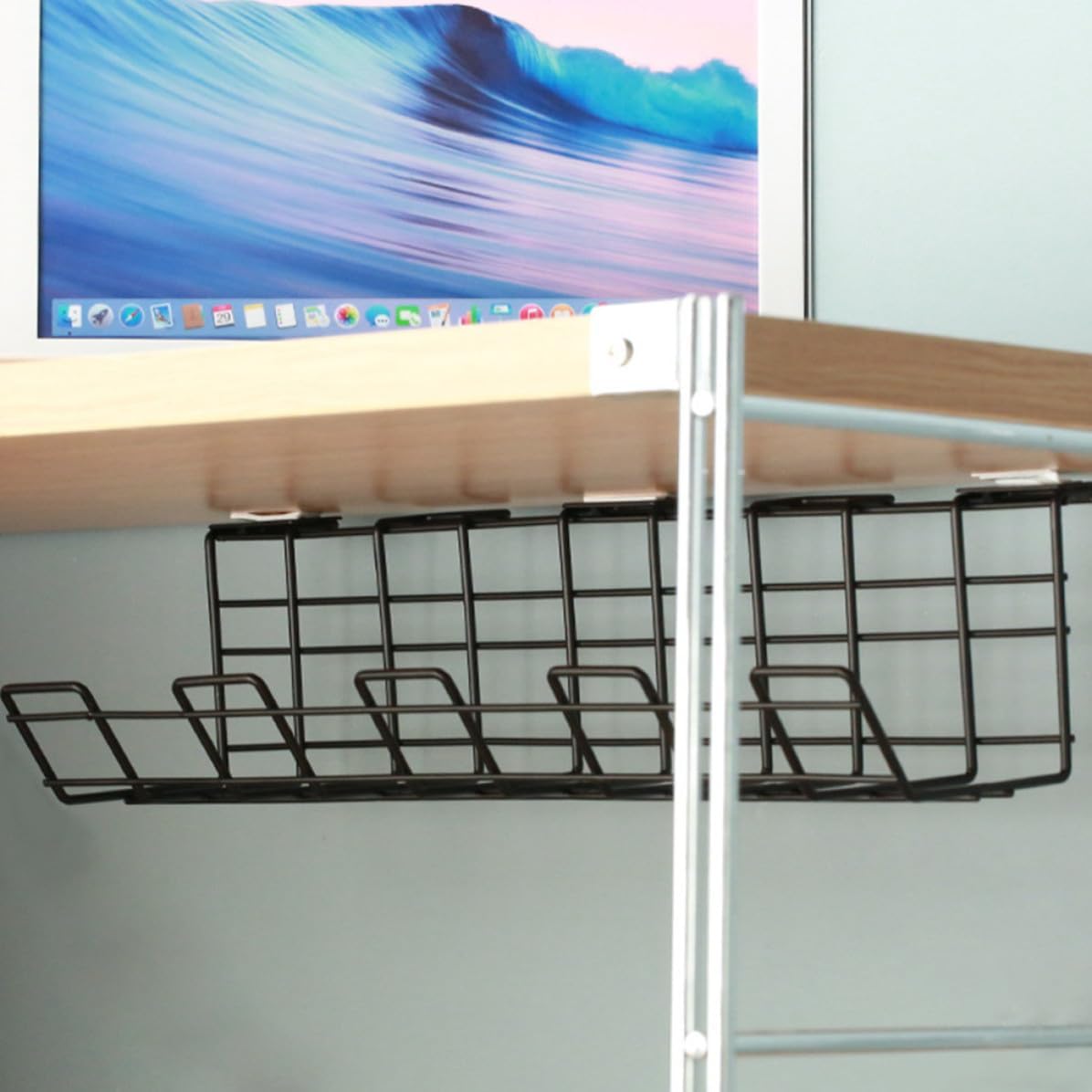 Iron Storage Organizer Desk Cable Management Rack, for Office image 5