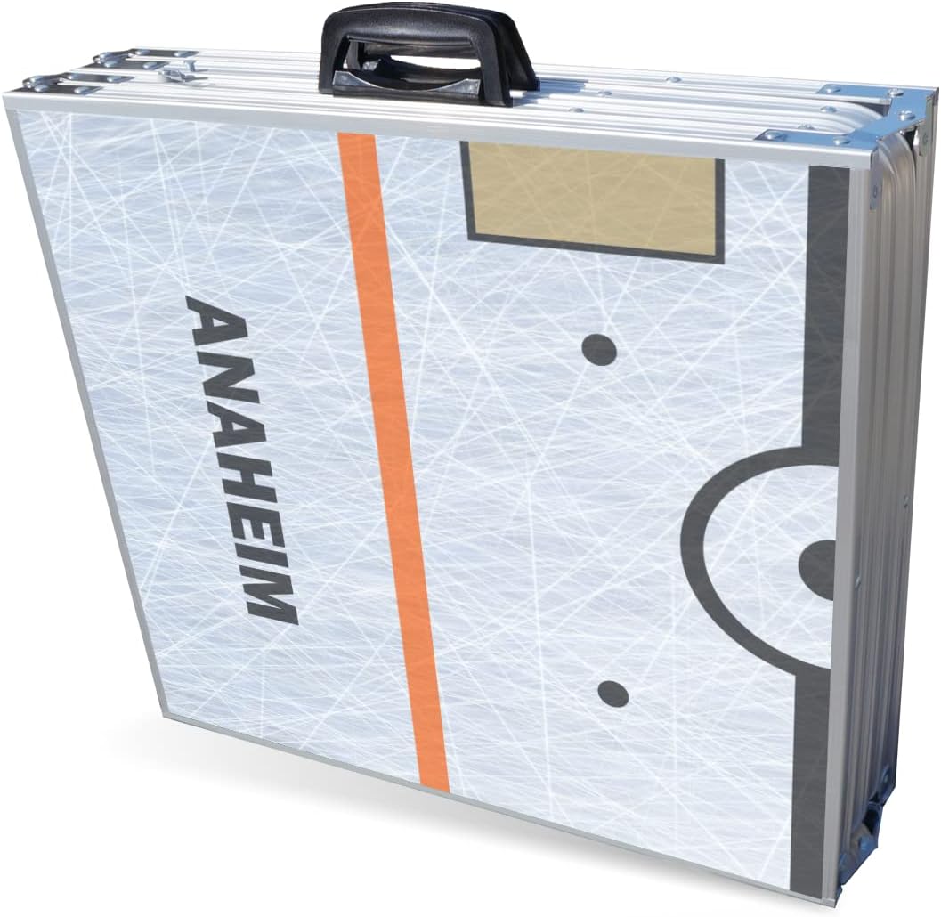 PARTYPONG 8-Foot Folding Portable Pong Table w/Optional Cup Holes & LED Lights - Anaheim Hockey Rink (Choose Your Model)