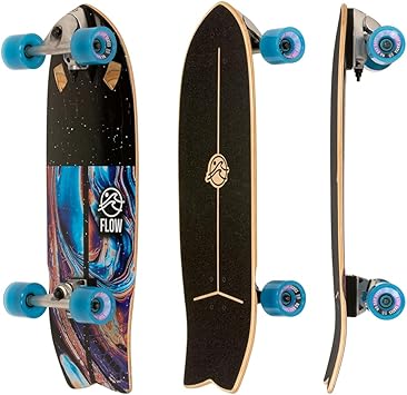 Flow Surf Skates Cruiser - 29"x10" 7-Ply North American Maple Deck, Carving Truck, Fully Assembled, Supports up to 275 lbs for Surf-Like Carving