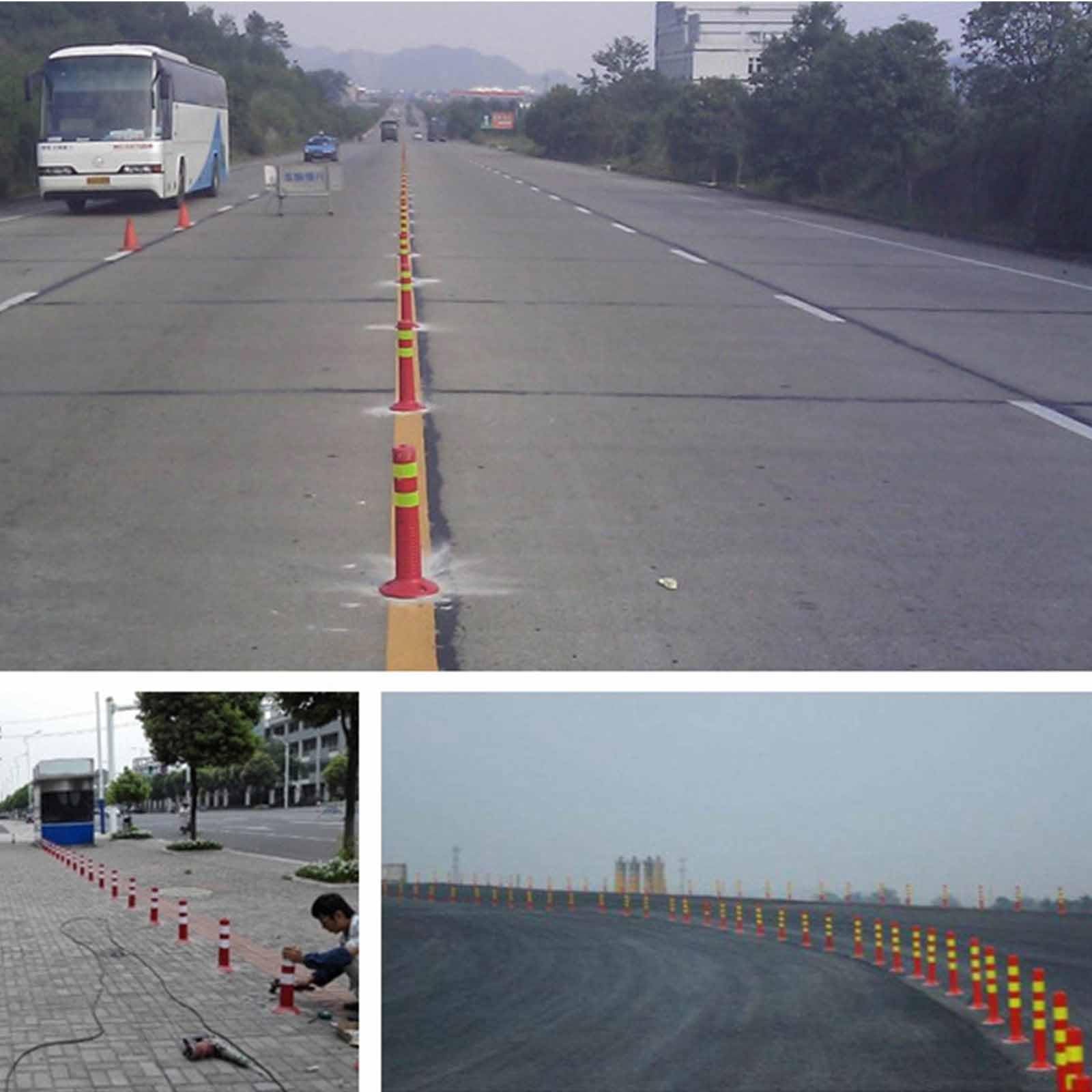 Conos de Seguridad, Poste de Bolardo de Seguridad de Plástico, Pila de Tráfico, Cono de Tráfico Reflectivo para Entradas de Autos, para Advertencias Viales en Parques(18x70cm)