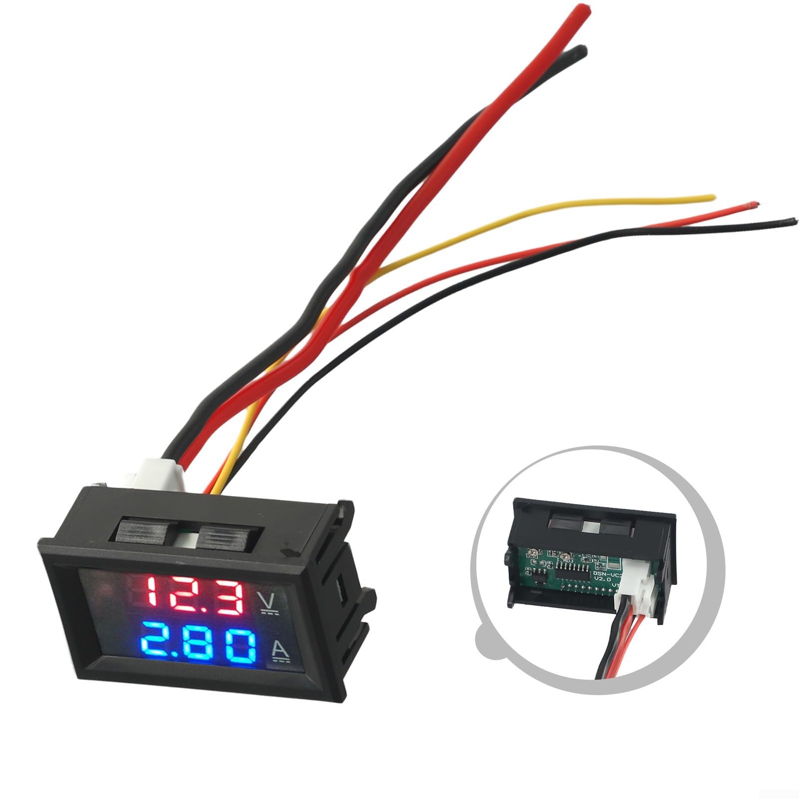 Voltmetro amperometro digitale DC con display a doppio LED di tensione e corrente, supporta intervalli di corrente di 10A, 50A, 100A e tensione fino a 100V (DC 0-100V -100A)