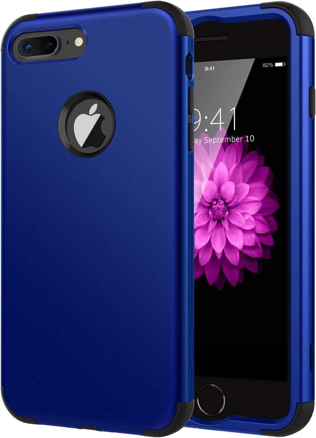 BENTOBEN iPhone 7 Plus Case, iPhone 7 Plus Phone Case Blue, 3 in 1 Heavy Duty Hybrid Hard PC Back Shockproof Protective Soft Silicone PC Bumper Durable Boys Cover for iPhone 7Plus 5.5 Inch, Navy Blue