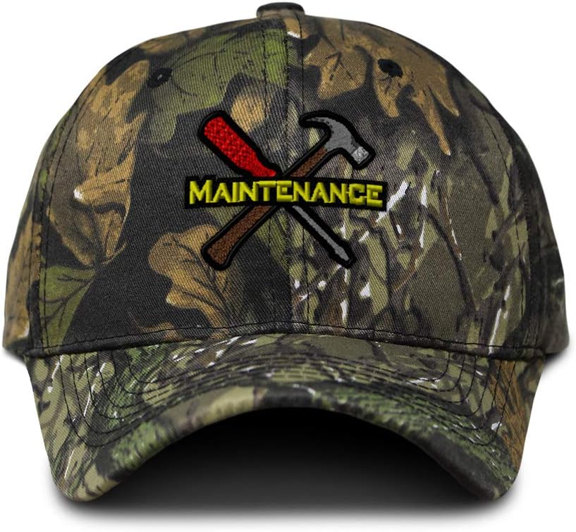 Custom Camo Baseball Cap Maintenance Tools Logo Embroidery Cotton Strap Closure