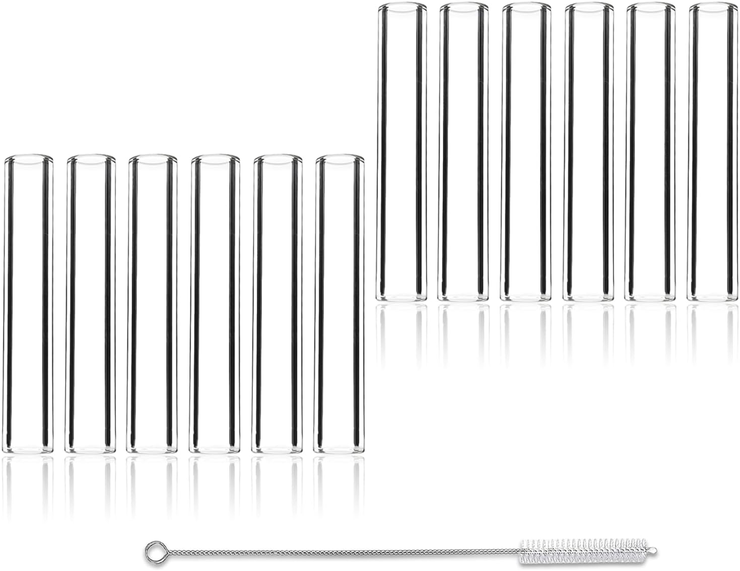 12 Pcs 5 Inches Gtysmox Transparent Borosilicate Glass Tubes, 10mm Diameter 1.5mm Thickness Glass Tubing with 1 Cleaning Brush for DIY Making Glass Crafts