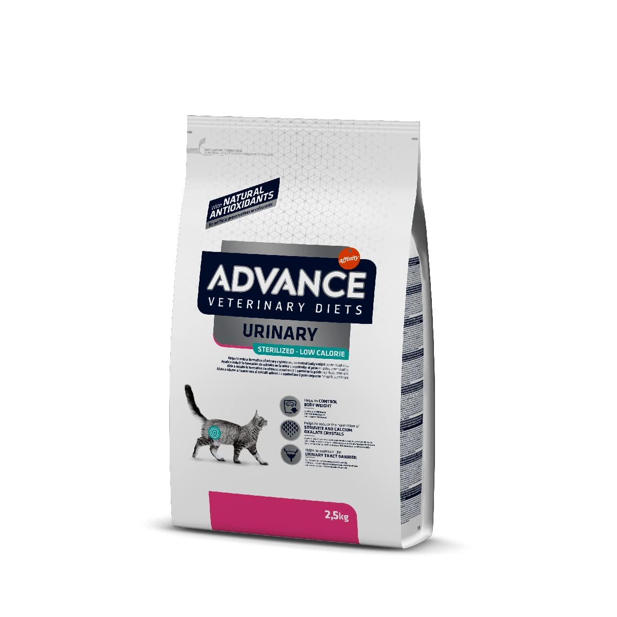 Advance Veterinary Diets Urinary Low Calorie, Pienso para Gatos para el Control del peso y protección de las vías urinarias, 2,5kg