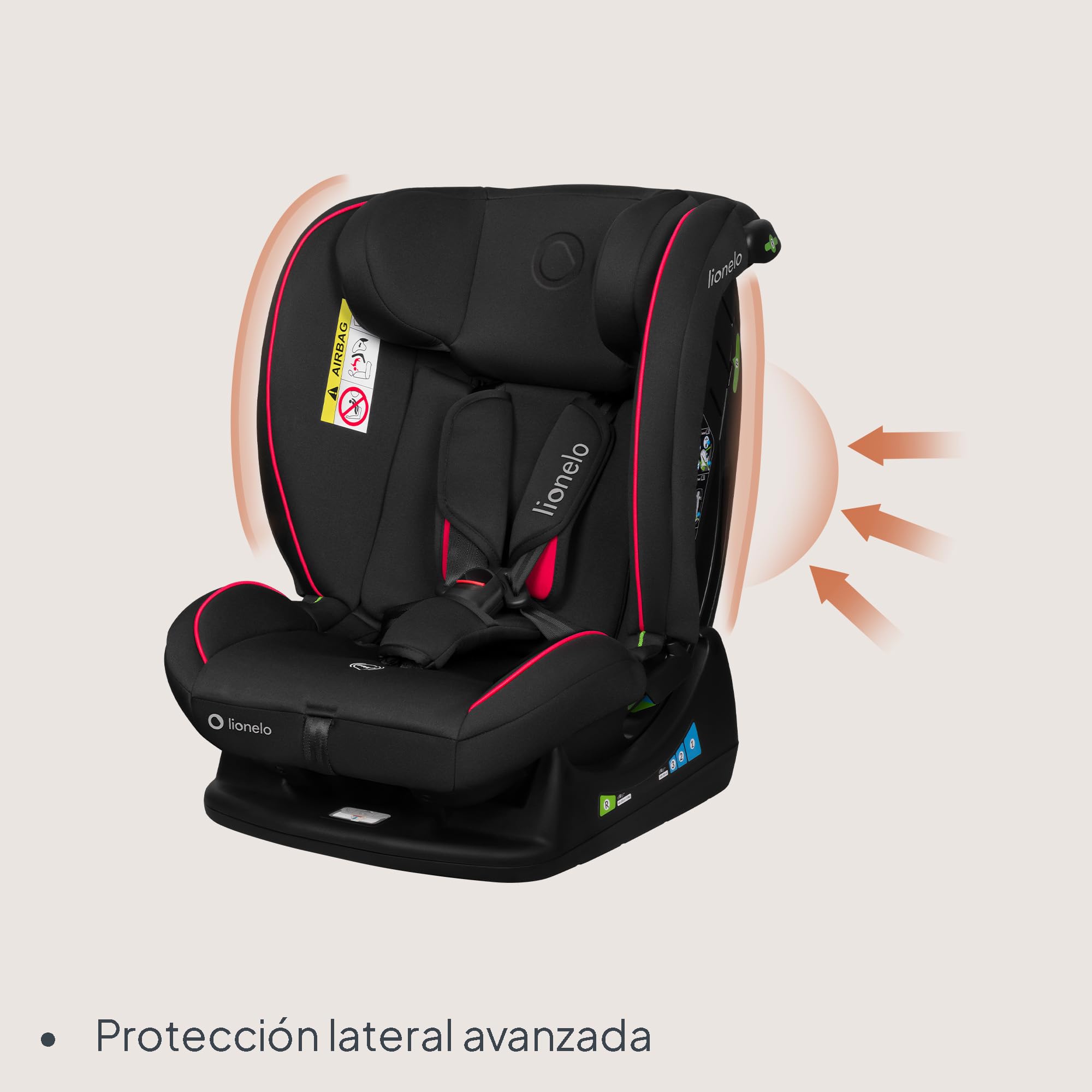LIONELO AART I-SIZE Silla Coche Bebé 40-150 cm, Montaje con Cinturones de Seguridad, Reposacabezas e Inclinación Ajustables, Almohadilla lumbar y Reductor, Norma R129 i-Size
