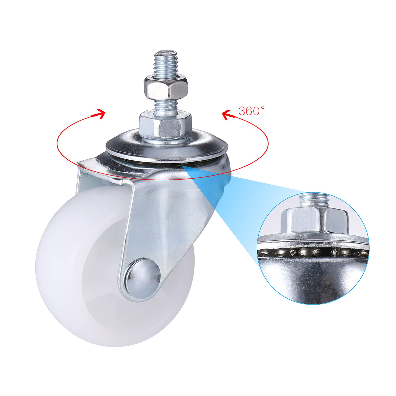 Ruote Piroettanti 360 Gradi Rotelle Girevoli Adesive - 8 Pezzi Trasparenti Per Mobili E Scatole Ruote Autoadesive Mobili