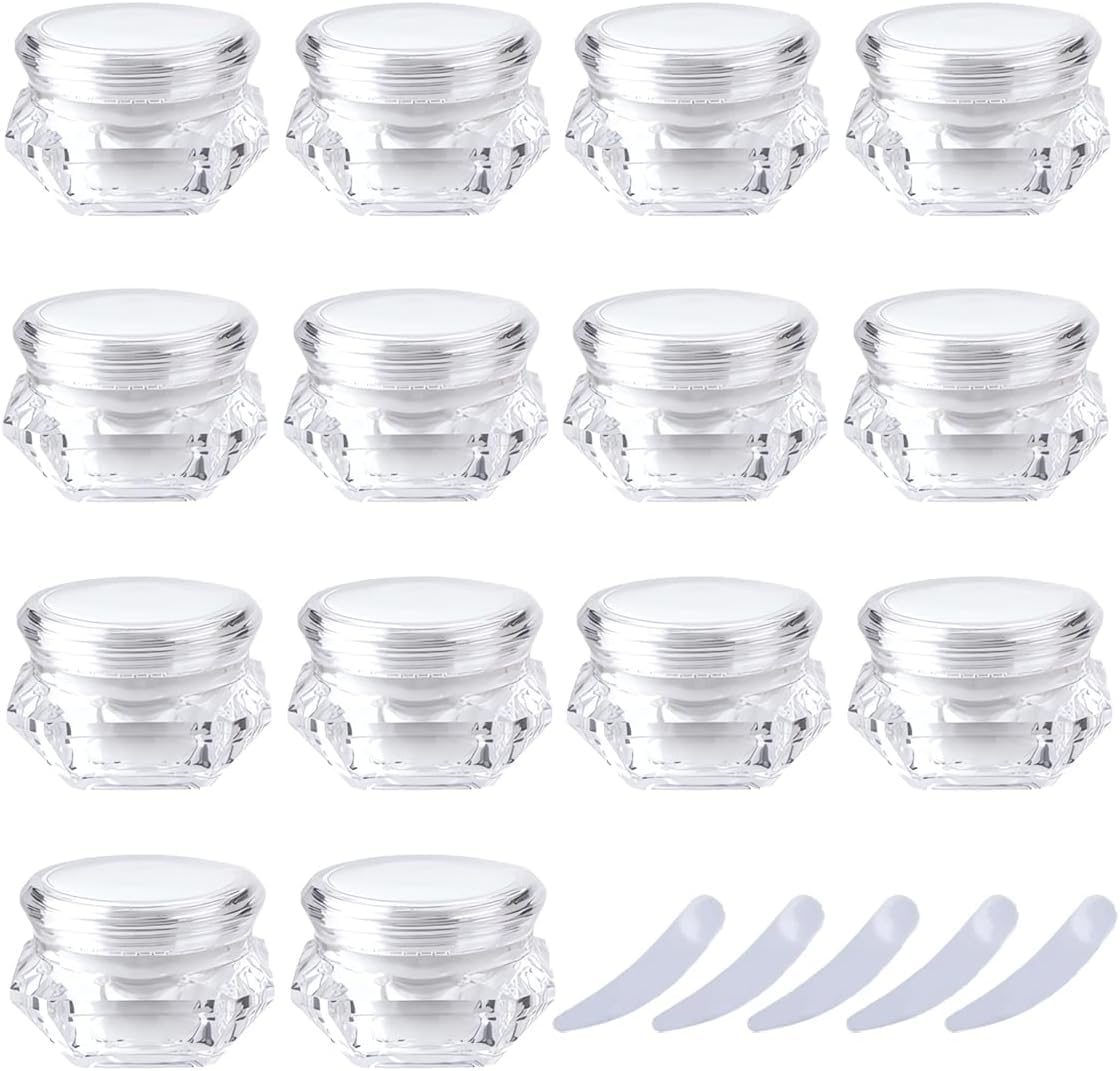 KRXSOBNV Cosmetic Jars, Pack of 20, Diamond Shape Plastic Cosmetic Jars, Sample Pots With Screw Cap(30ml)