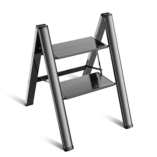 Ladnamy Folding 2 Step Ladder Aluminum Stool