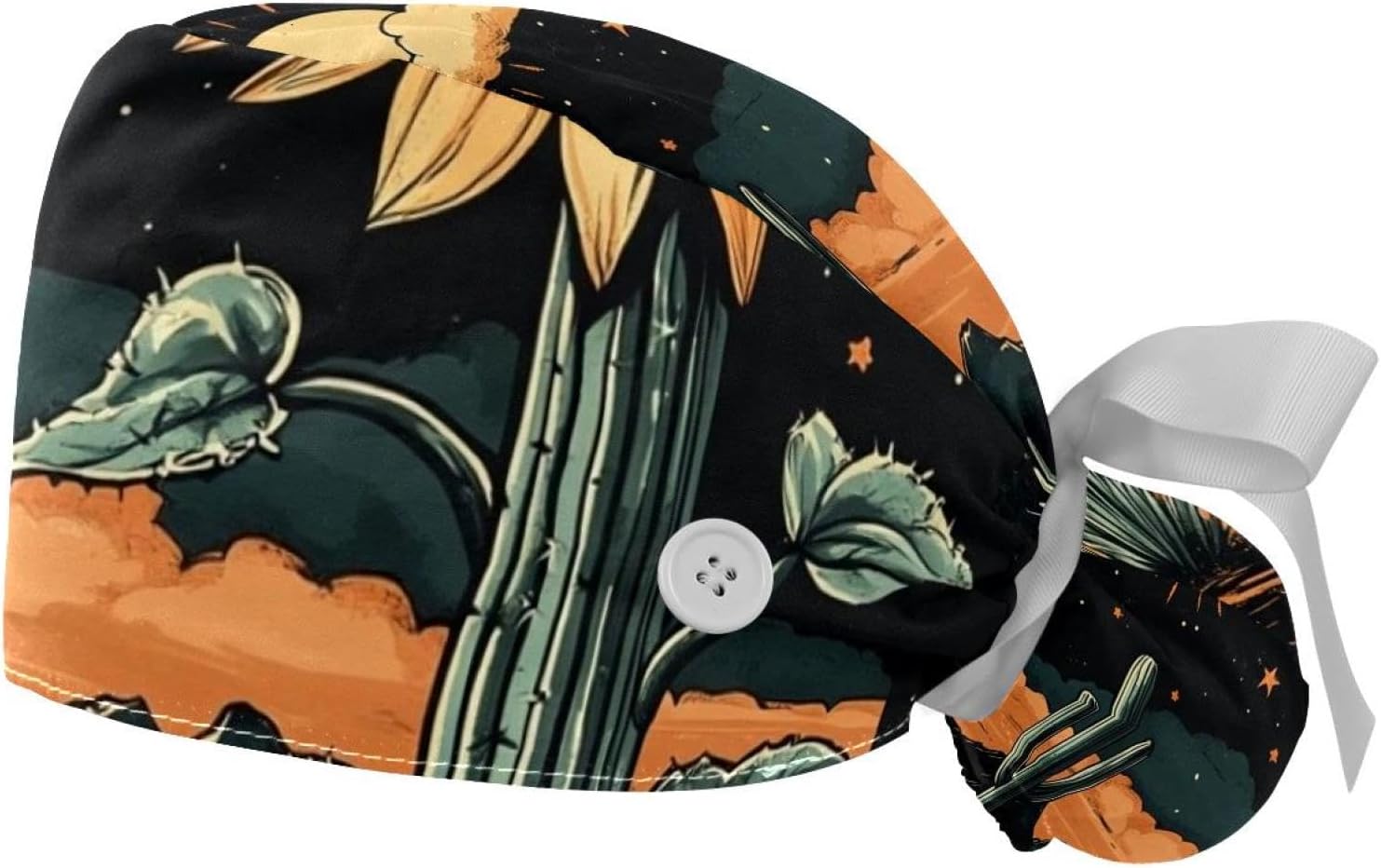 Desert with Sunflower (3) Scrub Caps Women Nurse Surgical Hat with Buttons Ponytail Holder Working Adjustable Pouch Tie Back - Image 1 of 6