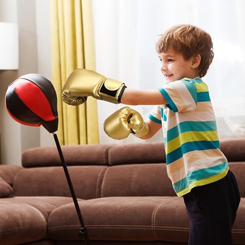 Miniatura 7 de Garneck Guantes de boxeo para niños, guantes de entrenamiento, guantes de entrenamiento junior, cuero sintético, relleno de esponja para niños