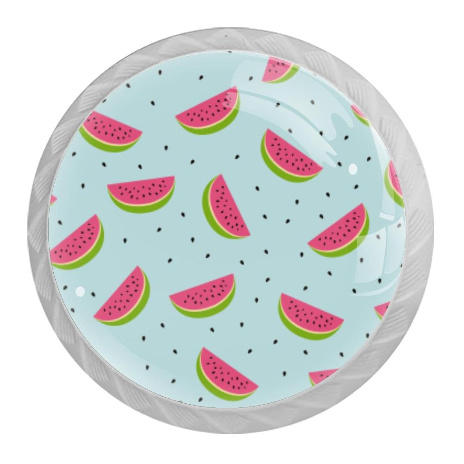 Tqmspg Multi04 4 Pieces Drawer Pulls Watermelons Pattern Door Knobs Dresser Handles For Kitchen Wardrobe Cupboard Hardware Furniture