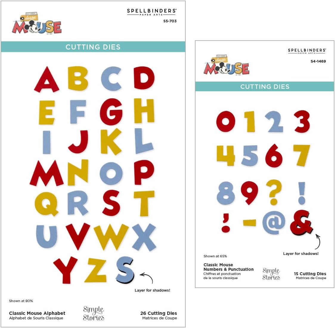 Spellbinders Say Cheese Classic Mouse Alphabet & Numbers Etched Die Bundle