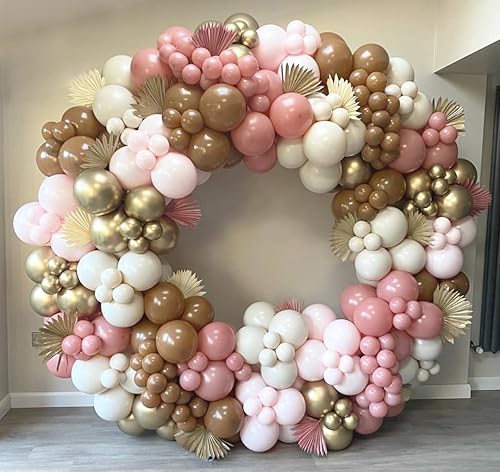 Miniatura 4 de Kit de guirnalda de globos de 132 globos bohemios color rosa polvoriento, marrón, malva, marfil, blanco, globos de baby shower, oso de peluche