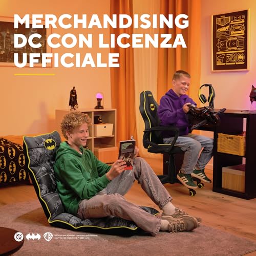 GX 703BM Revvo Sedia Gaming con Licenza Batman per Bambini 4-12 Anni, Sedia da Gaming in Tessuto Regolabile in Altezza, Bracciolo Imbottito, Console di Gioco Supereroe Videogiochi, Nero - Sedia gaming - Immagine 6