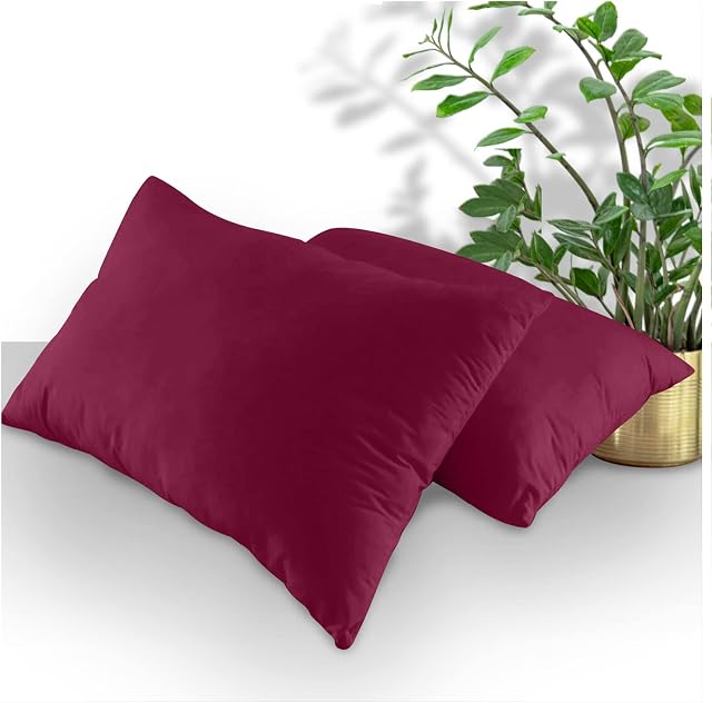GC GAVENO CAVAILIA Pillowcases 2 Pack, Breathable Standard Pillow Cases, Plain Covers With Envelop Closure, Wine, 74X48 Cm, 708636, 2 X Pillow Case