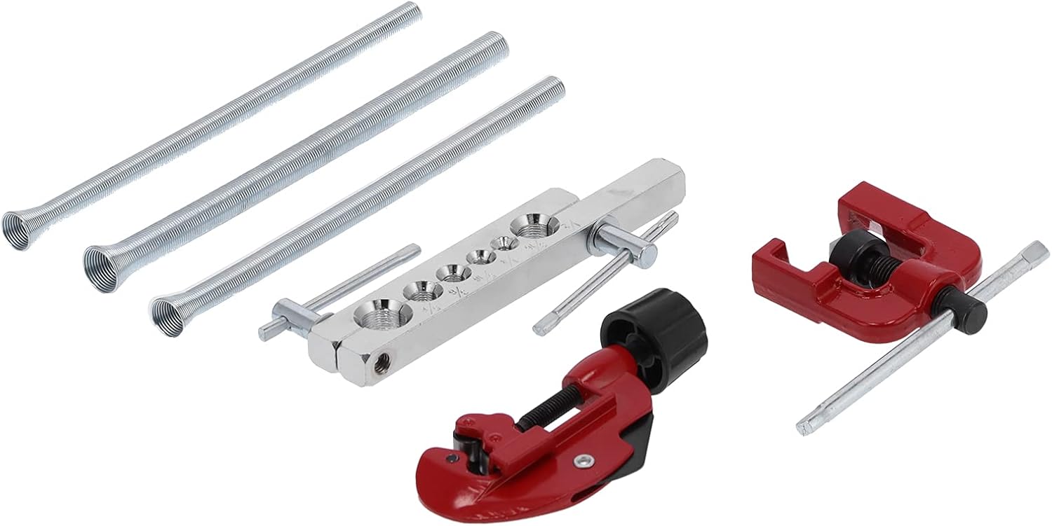 ZJchao Professional Brake Tube Flaring Tool Kit – 6-Piece Iron Set with Spring Flangers, Reamer, Expander & Cutter for Auto Repair & Hydraulic Lines