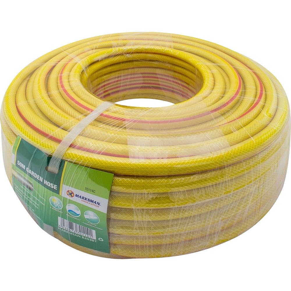50m Garden Hose Pipe - Yellow HD - 1/2 Inch Diameter Heavy Duty Flexible Watering Hose for Outdoor Us