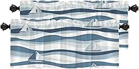 Vista 80 de Maritime Ocean Cafe Curtains,Anchors Nautical Art Blackout Tier Curtain Multilayer Polyester Short Kitchen Drapes 2 Pack 26X24 Inches Anclajes