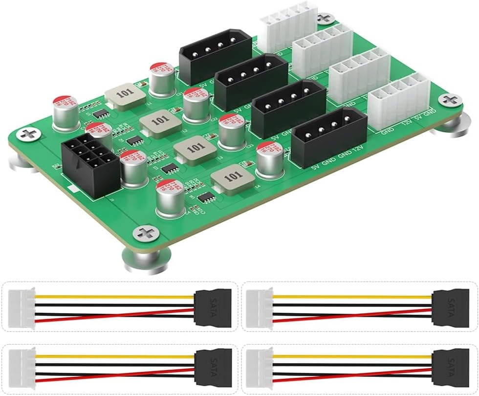 ATX 6/8pin 12v to 8 Ways 5v/12v 3A Power Adapter for ATX PSU and 2.5'/3.5' HDD Power Supply Breakout Board Adapter