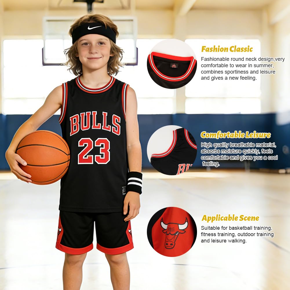 BSBUY Maillot Basket Enfant, Basket Tenue Garçons Respirant Séchage Rapide, Ensemble de Maillot et Short Cool pour Garçons, Débardeur Actif Enfant Léger - 4