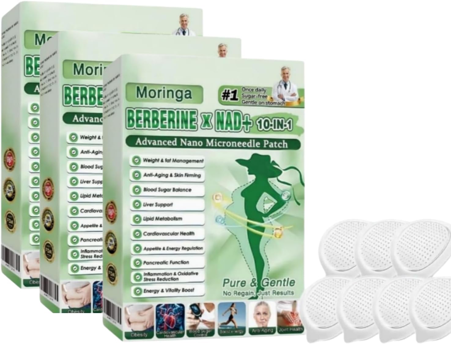 Moringa Berberine x NAD+ Natural Slimming Dressings 10 Times Micro Needle Metabolism Regulator (3 HP)