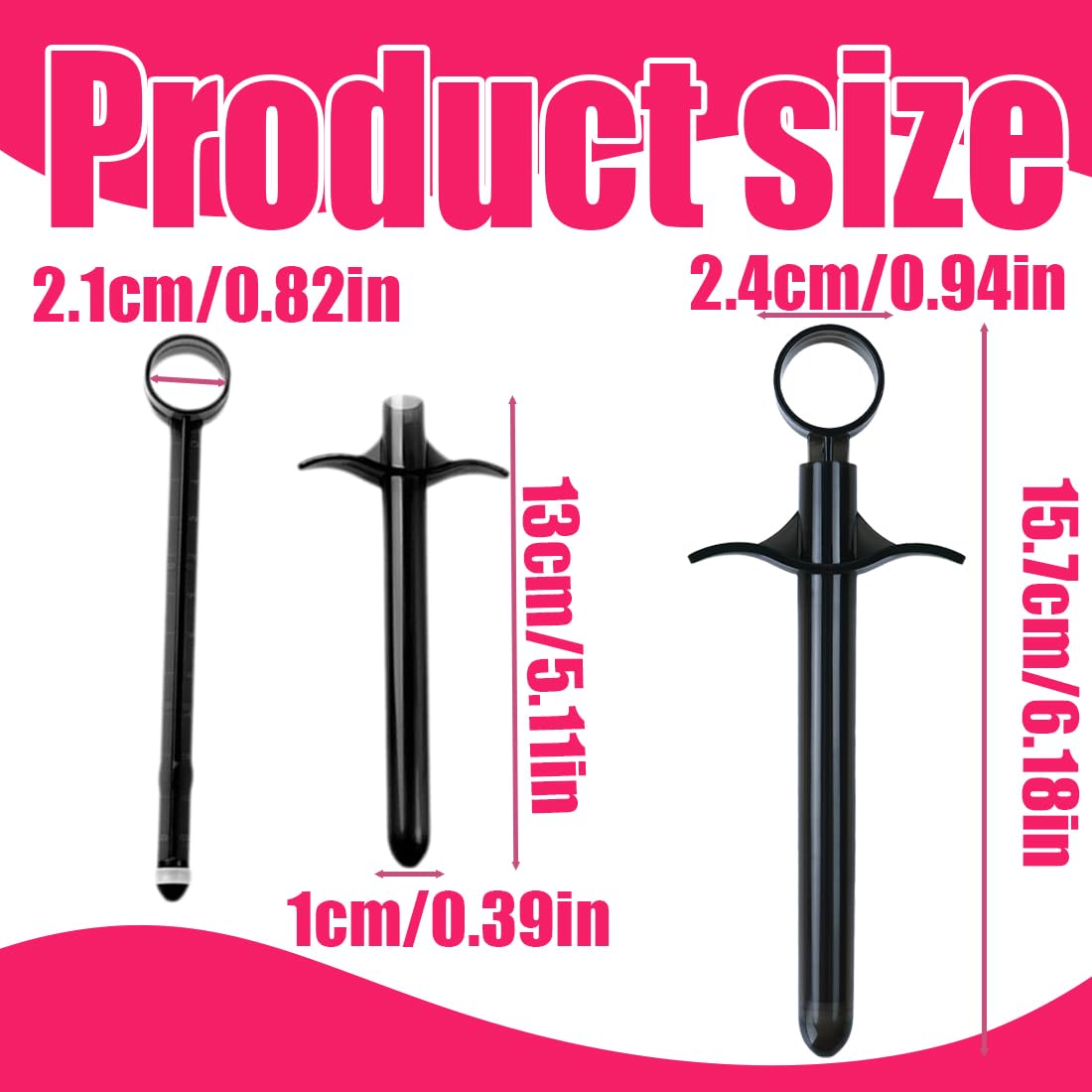NHQZ Siringa Lubrificante Riutilizzabile,Applicatore Lubrificante,Lubrificante Portatile Applicatore,Vaginale Siringa Aiuti Strumenti,Con Anello Di Trazione E Presa Per Le Dita,Nero, 1 pezzo