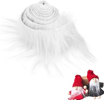 Shaggy Faux Fur Fabric White Precut Strips, Plush Fluffy Craft Fur, Cut Plush Craft Fabric for Gnomes Beard Santa Claus Hair Cosplay Costume Toy, Christmas DIY Decoration, 5 x 150 cm