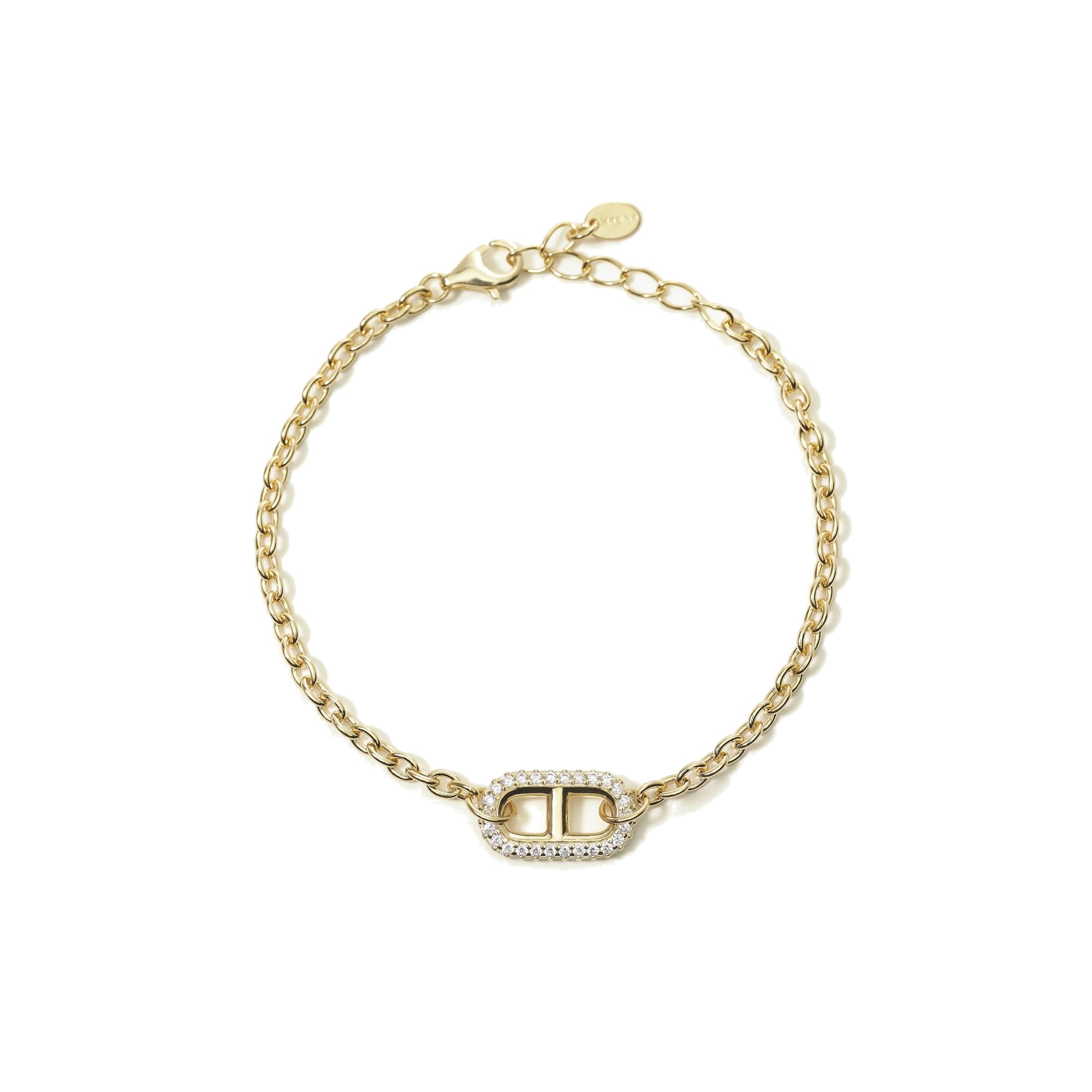 Mabina Gioielli - Bracciale Donna - Bracciale dorato con maglia marina in pavé di zirconi - 533550