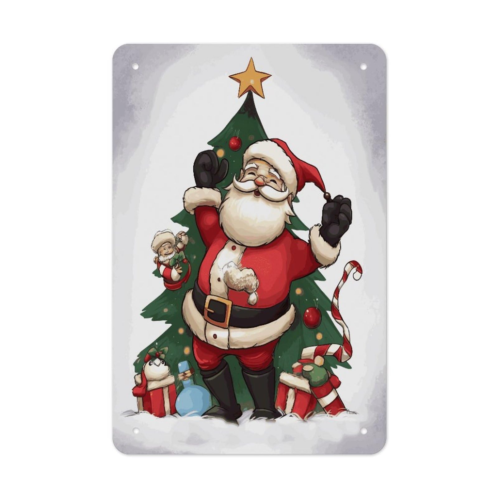 LDGSUPH Merry Christmas Wall Art Prints Folded Edge Iron Sheet Painting with Holes for Wall Prints Decorative Picture Metal Signboard Decor Painting for Outdoor Indoor Wall Decor