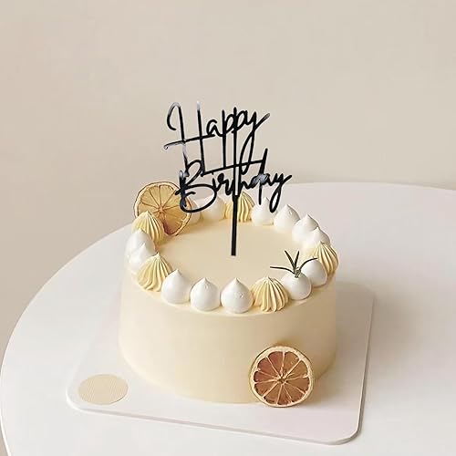 Miniatura 9 de Decoración negra para tartas de cumpleaños, 6 piezas acrílicas para tartas de cumpleaños, decoración de fiesta