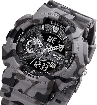Men's Large Face Outdoor Sports Watches Military Watch Waterproof, Backlight, Alarm, Stopwatch Features - Rugged Wristwatch for Training, Hiking, and Adventure