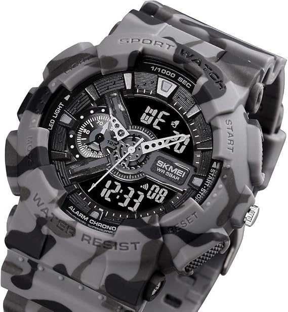 Men's Large Face Outdoor Sports Watches Military Watch Waterproof, Backlight, Alarm, Stopwatch Features - Rugged Wristwatch for Training, Hiking, and Adventure