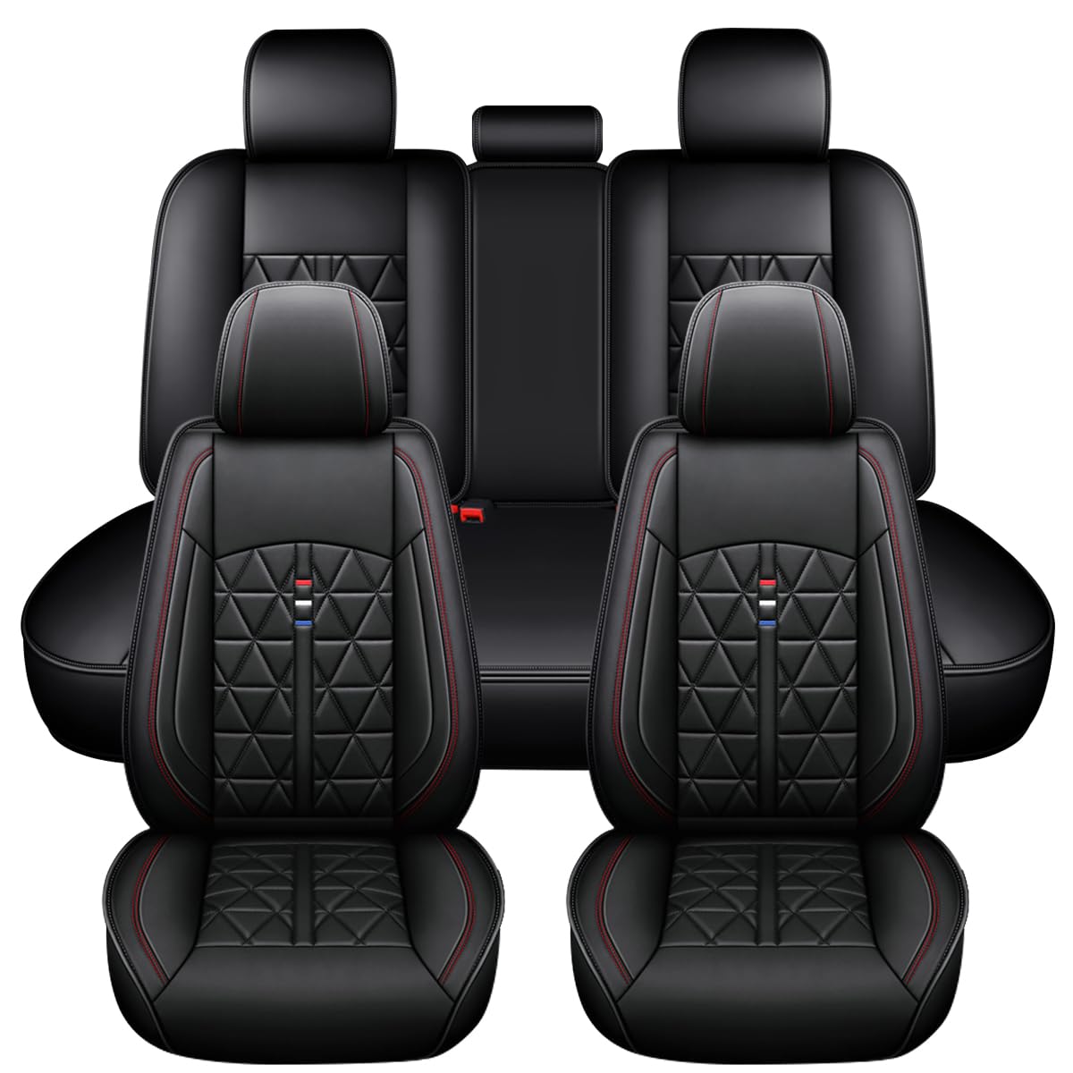 DISUTOGO Car Seat Covers Full Set Fit for Mazda CX-9 2007-2024 Faux Leather Waterproof CX-9 Seat Cover Automotive Cushion Protector Compatible Airbag (5 Seats & tan)