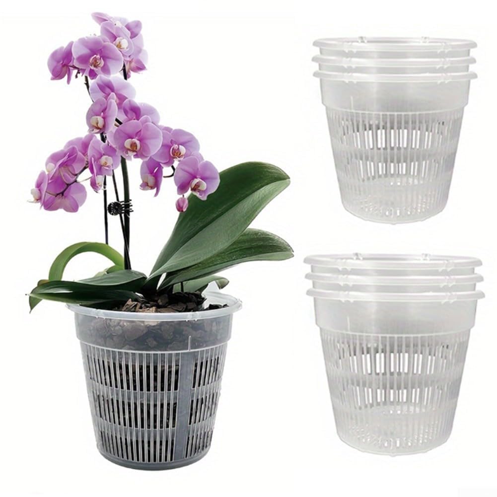 Przezroczyste plastikowe doniczki Doniczka z orchideą otworem drenażowym i tacą, opakowanie 8 sztuk, białe, 14 cm 16(16cm)
