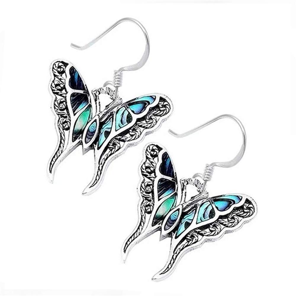 D.RosseBoho Chic Enamel Silver Blue Monarch Butterfly Drop Earrings Fashion Unique Statement Dangle Earrings for Women Jewelry Gift